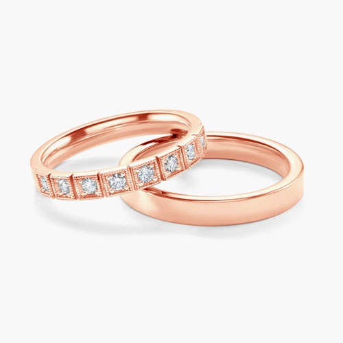 Obrączki ślubne: różowe złoto, płaskie, 3 mm